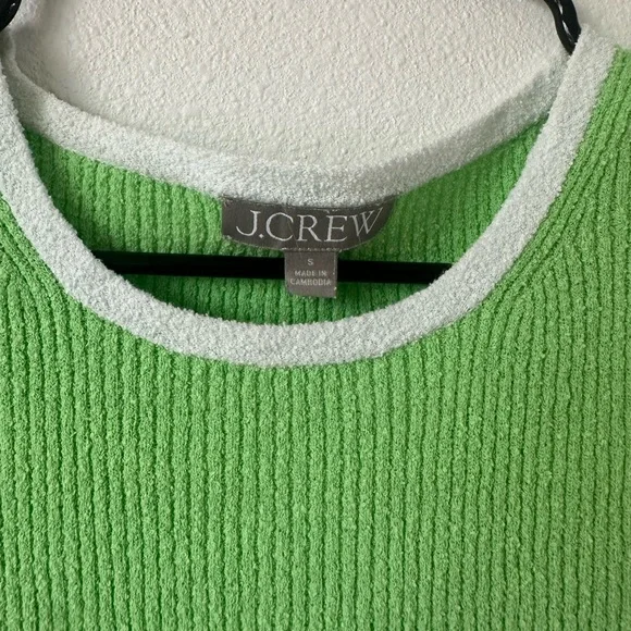 J Crew Green and White Terry Cloth Short Sleeve - Size Small - Picture 3 of 3